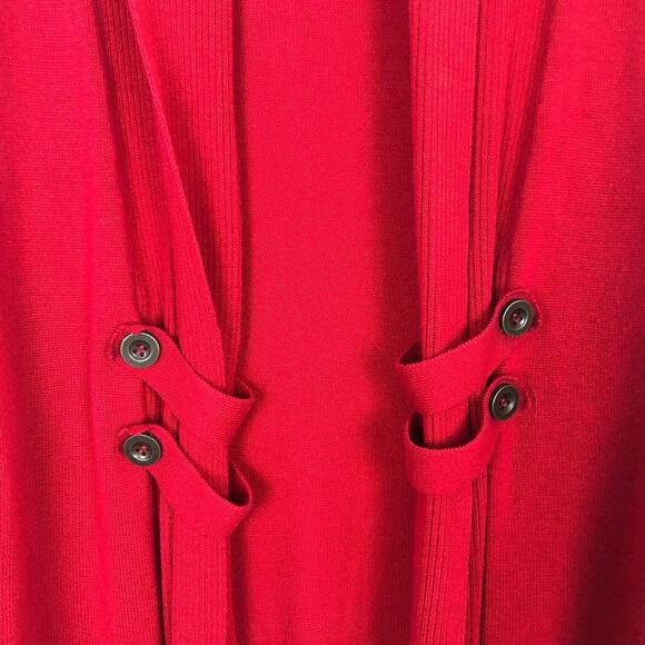 B Design Open Front Red Cardigan Size Medium - Picture 4 of 12
